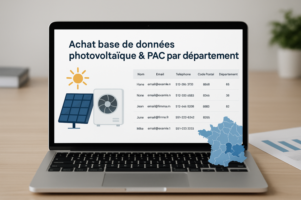 Achat fichiers contacts photovoltaïque & PAC – Ciblage France
